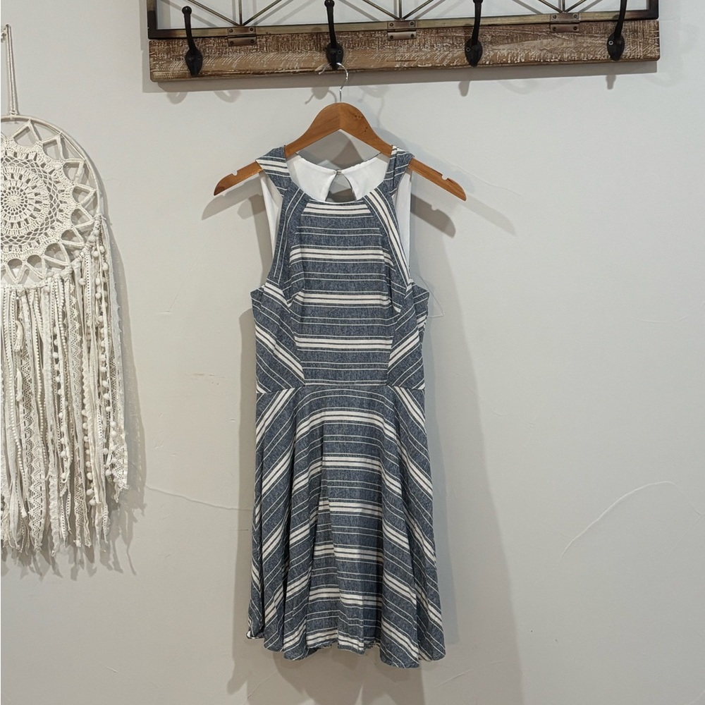 Altar'd State Blue and White Striped Mini Dress